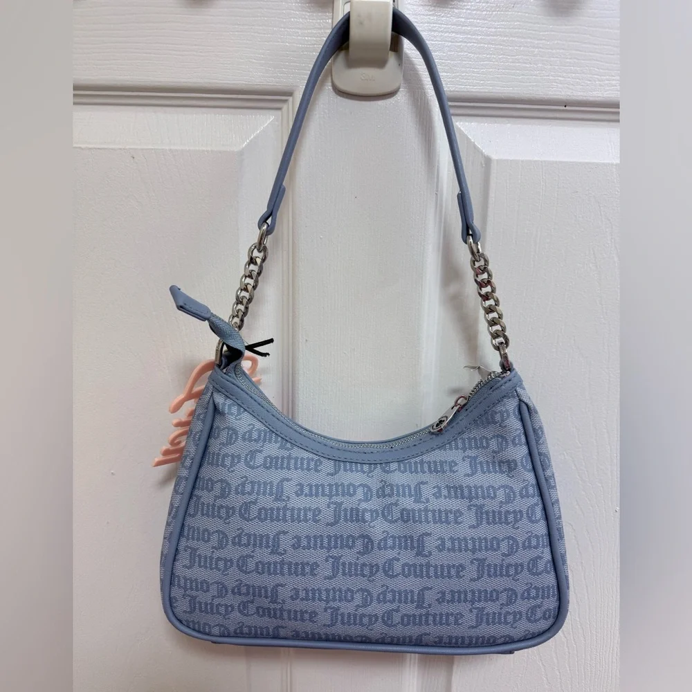 NWT Juicy Couture Juicy Run The World Shoulder Bag in Dusty Blue - Picture 4 of 4